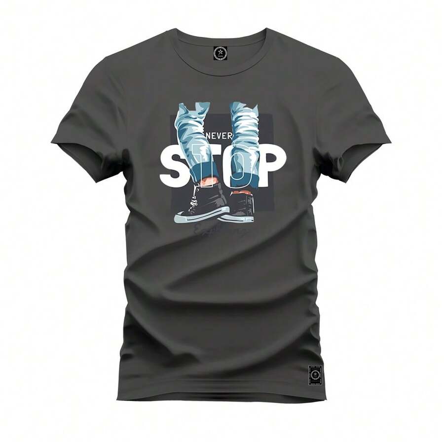 Never Stop Premium Printed Cotton 30.1 T-Shirt - Màu xám đen - Xem 1