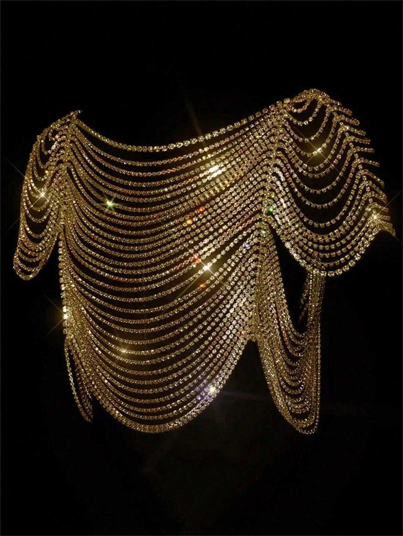 Sexy bh kettingen kristallen taille ketting strass body chain bikini top bh ketting goud lichaam sieraden compatibel met vrouwen meisjes hoge kwaliteit-r | NL