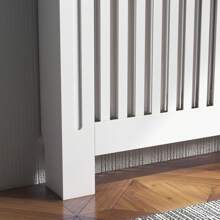 HOMCOM Slatted Radiator Cover Painted Cabinet MDF Lined Grill In White (112L X 19W X 81H Cm) - White - View 10