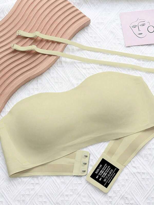 ティーンガール 非着用感 ストラップレスブラ プッシュアップ 小胸 胸囲サポート ノンスリップ インビジブルバックブラ