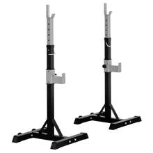 HOMCOM Weights Bar Barbell Squat Stand Stands Barbell Rack Gym Fitness Power Rack Holder With Wheels Height Adjustable - Black - View 2
