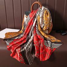 1入仿真緞鏈條花紋光滑優雅歐美風格長款女士 90cm*180cm 圍巾,適用於商務談判/日常通勤/晚間約會/旅遊/節日活動等場合。 - 彩色 - 查看 1