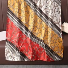 1入仿真緞鏈條花紋光滑優雅歐美風格長款女士 90cm*180cm 圍巾,適用於商務談判/日常通勤/晚間約會/旅遊/節日活動等場合。 - 彩色 - 查看 2