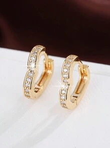 1 对简约时尚心形镶嵌耳钉情人节