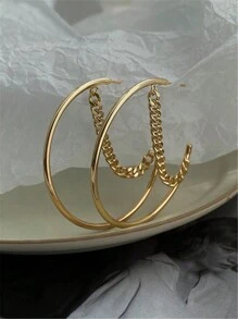 1pair European And American Style Circular Link Chain Earrings - Hoop Chain Earrings - View 4