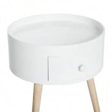 HOMCOM Tavolino da Salotto Moderno in Legno, Tavolino Rotondo con Cassetto, Tavolino da Caffè per Soggiorno e Camera, Bianco - Bianco - Visualizzare 7