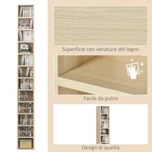 HOMCOM Mobile Libreria Porta CD a 12 Ripiani per 204 CD, Scaffale Libreria in MDF e Truciolato, 21x20x175 cm - Beige - Visualizzare 5