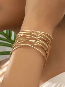 1 Miếng Đúng mốt & Sành điệu Thiết kế Mở Nhẫn Vòng tay Đối với phụ nữ , Hoàn hảo Đối với Mặc hàng ngày , Buổi tiệc , Lễ hội Và Món quà - Vàng - Xem 6