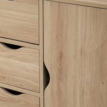HOMCOM Mobile Bagno con 4 Cassetti e Armadietto a 2 Livelli, Mobile Contenitore in Truciolato con Maniglie Ritagliate, 54x29x83 cm, color Legno - Beige - Visualizzare 9