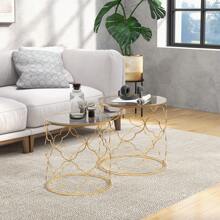 HOMCOM Nesting Tables - Champagne - View 1