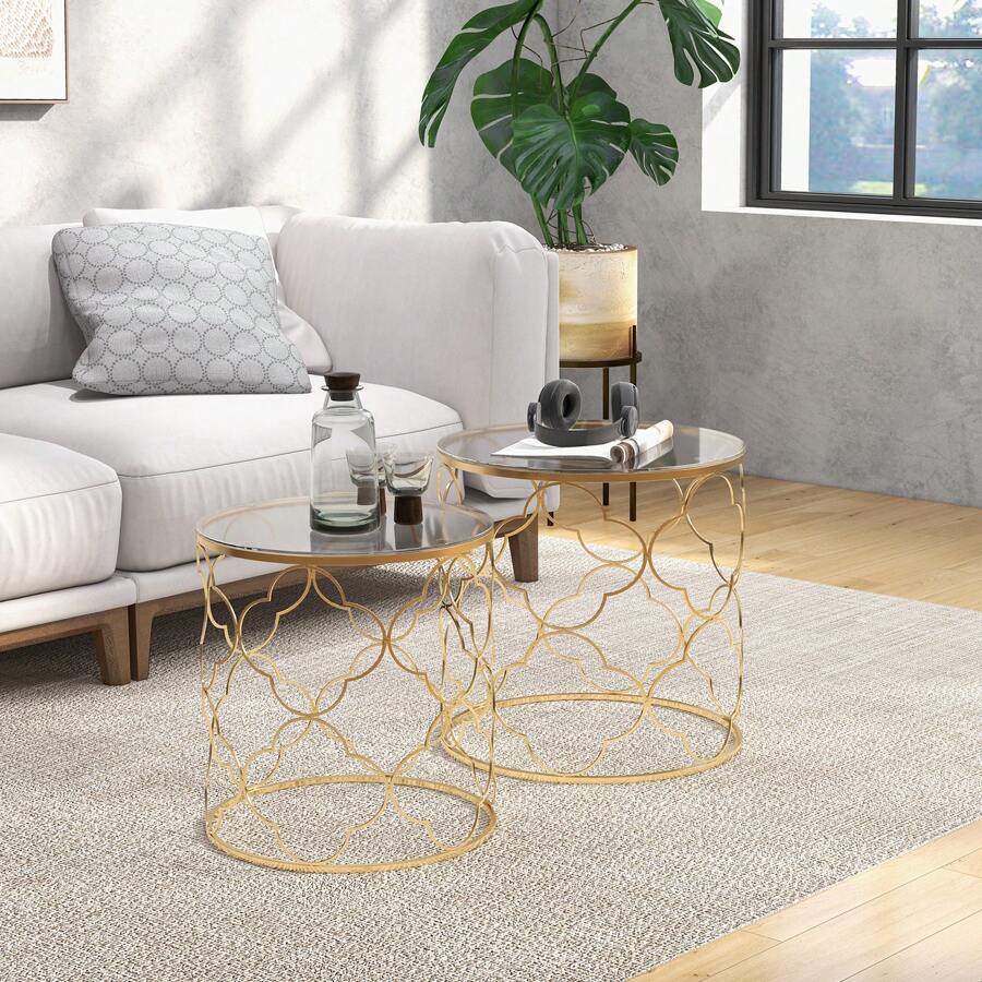 HOMCOM Nesting Tables - Champagne - View 1