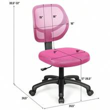 Low-Back Computer Task Chair With Adjustable Height And Swivel Casters - Hồng - Xem 5
