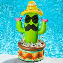 SYNCFUN 36" Inflatable Cactus Cooler With Sombrero Hat For Fiesta, Cinco De Mayo Party Supplies, Inflatable , Pool Party Decoration