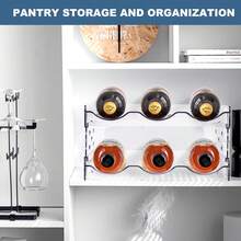 Stackable Water Bottle Organiser Rack 4 Pack Plastic Water Bottle Holder Wine Racks Storage Shelf Holds 12 Bottles For Fridge Kitchen Cabinet Pantry Cupboard Freezer - Clear - View 6