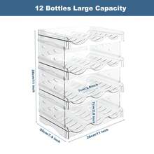 Stackable Water Bottle Organiser Rack 4 Pack Plastic Water Bottle Holder Wine Racks Storage Shelf Holds 12 Bottles For Fridge Kitchen Cabinet Pantry Cupboard Freezer - Clear - View 2