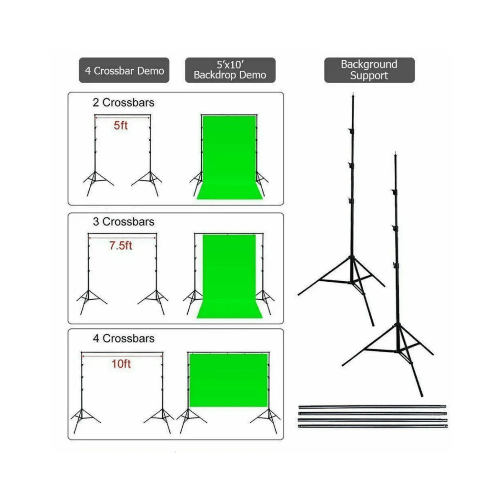 Jiang&Rong Hintergrund Ständer Kit 3x3m - Schw Produktbild-Vorschau 11