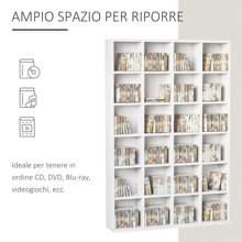 HOMCOM Mobile Libreria a Parete porta CD da 24 Ripiani ad Altezza Regolabile, Libreria in Legno Truciolato, 130.5x89x20 cm - Bianco - Visualizzare 4