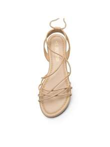 Women's Sandals, Fashion Strappy Flat Sandals For Women Comfortable Summer Sandals - Màu be - Xem 5