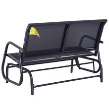 Panchina a Dondolo da Giardino a 2 Posti in Metallo e Tessuto a Rete Traspirante, 120x70x85cm - Grigio - Visualizzare 6