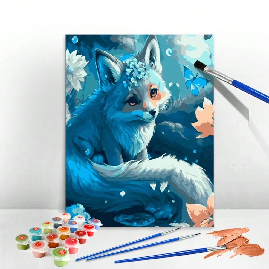 1pc Oil Painting Drawing On Canvas Hedgehog Cat Acrylic Paint Coloring