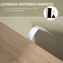 HOMCOM Mobile Bagno con 4 Cassetti e Armadietto a 2 Livelli, Mobile Contenitore in Truciolato con Maniglie Ritagliate, 54x29x83 cm, color Legno - Beige - Visualizzare 6