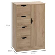 HOMCOM Mobile Bagno con 4 Cassetti e Armadietto a 2 Livelli, Mobile Contenitore in Truciolato con Maniglie Ritagliate, 54x29x83 cm, color Legno - Beige - Visualizzare 5