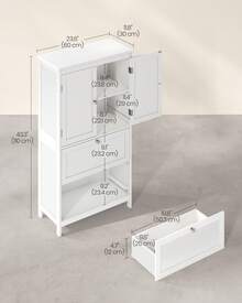 VASAGLE Bathroom Floor Storage Cabinet, Bathroom Storage Unit, Freestanding Bathroom Cabinet With 2 Drawers And 2 Doors, Adjustable Shelf, 11.8 X 23.6 X 43.3 Inches - trắng - Xem 5