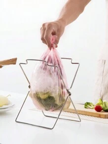 1/2/3pcs Stainless Steel Trash Bag Holder, Folding Kitchen Garbage Bags Storage Rack With Cleaning Cloth Holder - Silver - View 6