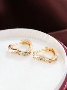 1 Pair Minimalist Korean Style Cubic Zirconia Heart Stud Earrings - W17053 - View 5