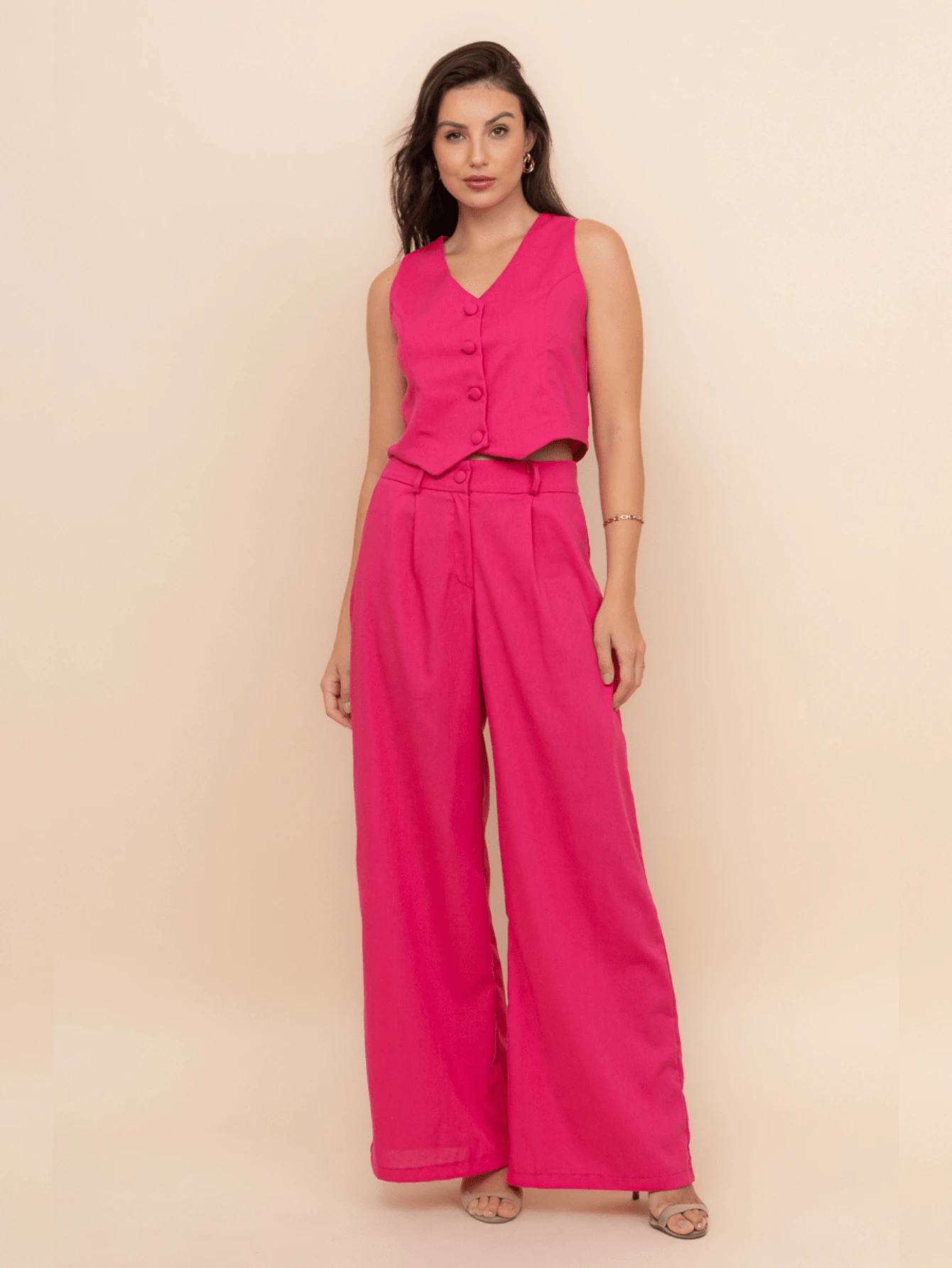 Women Two-Piece Outfits - 玫紅色 - 查看 1