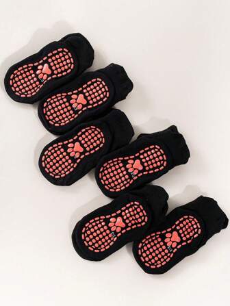 6pairs/Set Kids' Non-Slip Sports Socks With Anti-Skid Gel Comfortable Breathable Floor Socks Suitable For Daily Wear
