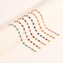6 cái/bộ Đúng mốt Đầy màu sắc Mắt & Sáng bóng Thép Titan Vòng tay , Hoàn hảo Như Hằng ngày Phụ kiện Và Quà tặng lễ hội Đối với Bạn - Vàng - Xem 15