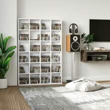 HOMCOM Mobile Libreria a Parete porta CD da 24 Ripiani ad Altezza Regolabile, Libreria in Legno Truciolato, 130.5x89x20 cm - Bianco - Visualizzare 1