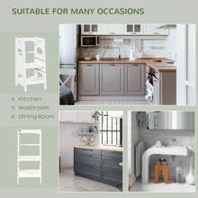 HOMCOM Toddler Step Stool Kids Adjustable Standing Tower With Rail For Kitchen Counter - White - View 6