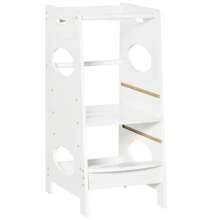 HOMCOM Toddler Step Stool Kids Adjustable Standing Tower With Rail For Kitchen Counter - White - View 4