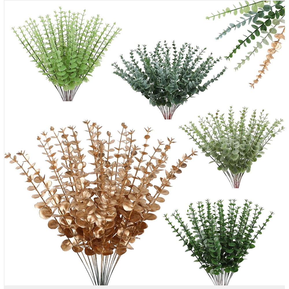 TINA 6 Bund Kunstblumen Herbstdeko - Künstliche Eukalyptus Sträuße Für Balkon Und Garten