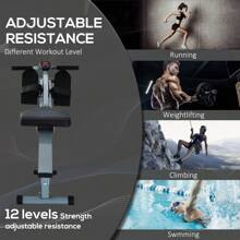 HOMCOM Rowing Machine Cardio Rower Workout Fitness Body Tonner Home Gym Training - Grey - View 9