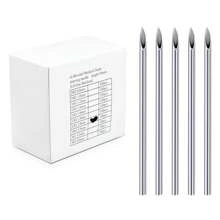 CIZME 100入組混合身體穿刺針,12g 14g 16g 18g 20g不銹鋼無菌一次性耳鼻肚臍乳頭唇穿刺針 - 銀色 - 查看 15