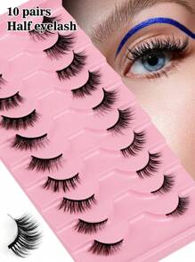 10 Pairs Fox-Style Half-Eye False Eyelashes, Charmingly Lengthening Eye Tails, Soft & Comfortable, Suitable For Travel, Women, Daily, Light Makeup, Dating