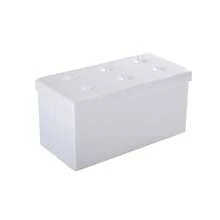 HOMCOM Folding Faux Leather Storage Cube Ottoman Bench Seat PU Rectangular Footrest Stool Box - White - View 5
