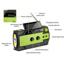 Emergency Crank Radio,4000mAh-Solar Hand Crank Portable AM/FM Weather Radio With 1W Flashlight&Motion Sensor Reading Lamp,Cell Phone Charger, SOS For Home And Outdoor - Green - View 8