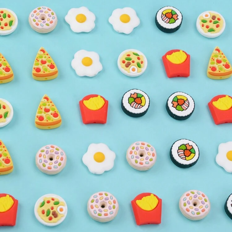 5/12 Piezas Graciosas Cuentas De Silicona Con Temas De Comida Para Hacer Tus Propios Llaveros Y Joyas - cuentas de postre de silicona - Añade 5