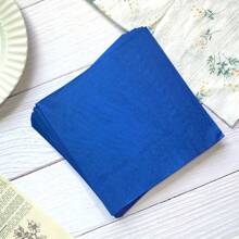 20pcs/Pack Navy Blue, Dark Green, Black Disposable Napkins Made Of Virgin Wood Pulp (6.5*6.5inch), Suitable For Engagement Ceremony, Wedding, Anniversary, Birthday Party, Valentine's Day And Other Holiday Celebrations, Hotels, Restaurants, Bars, Tableware, Disposable Supplies - Royal Blue - View 5