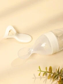 1pc 90ml Baby Milk Bottle With Spoon For Rice Paste Feeding, Including A Silicone Feeding Spoon, A Suction Spoon, And A Pp Box For Sanitray Storage