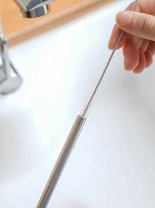 5pcs Stainless Steel Straws With 2pcs Cleaning Brush, Kitchen, Christmas Gift Back To School,School Supplies - Multicolor - View 5