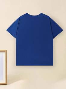 Young Boy Cartoon Astronaut Print Round Neck T-Shirt For Spring And Summer