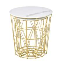 Set 2 Tavolini da Salotto Moderni Impilabili con Ripiano Rimovibile, Tavolino da Caffè con Contenitore per Soggiorno e Camera, Bianco Oro - Bianco - Visualizzare 2