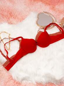 Sujetador Set 4, 3 Y 2 PZ Sujetador Copa AA Ajustable Con Aro Colores Lisos Y Nudo Frontal - Naranja Quemada - Ver 7