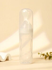 1pc 90ml Baby Milk Bottle With Spoon For Rice Paste Feeding, Including A Silicone Feeding Spoon, A Suction Spoon, And A Pp Box For Sanitray Storage