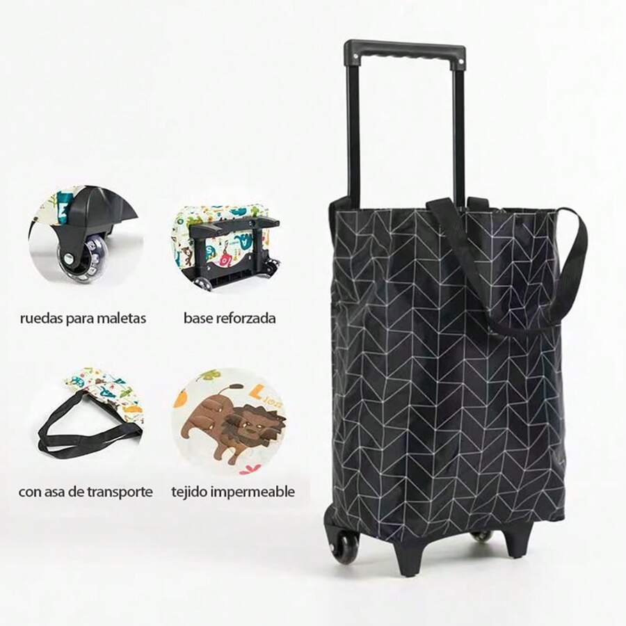 Carrito Para Mandado Compras Plegable Multiusos Resistente - Negro - Ver 1
